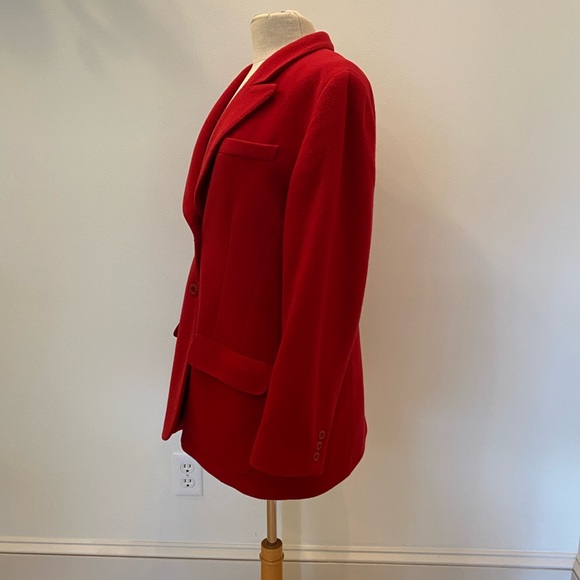 Liz Claiborne Womens Red Wool Blazer w Notch Lapel & Pockets / Size 14 Petite - Picture 12 of 12